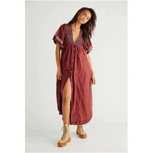 NWOT Free People Samantha Shirtdress in Double Dare Size XS